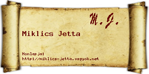Miklics Jetta névjegykártya