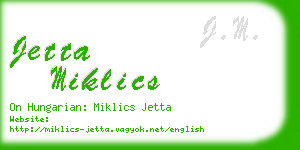 jetta miklics business card